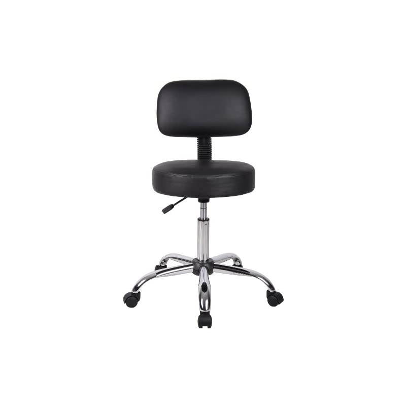 Be Well Medical Spa Stool with Back in Black