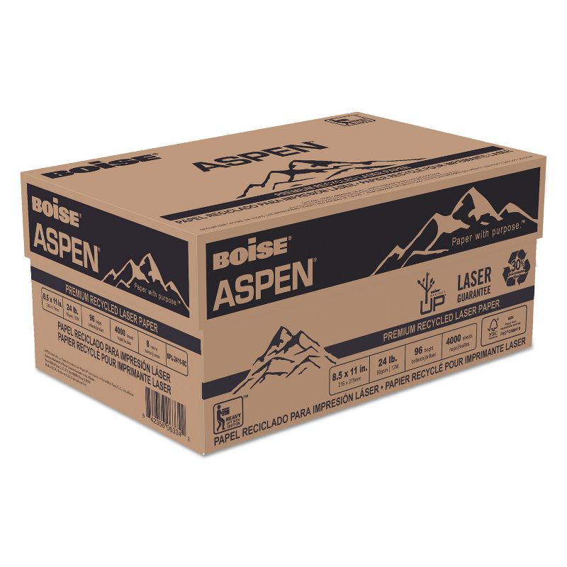 Boise ASPEN Premium Laser Paper 96 Bright 24lb 8-1/2 x 11 White 500 Sheets/Ream BPL2411RC
