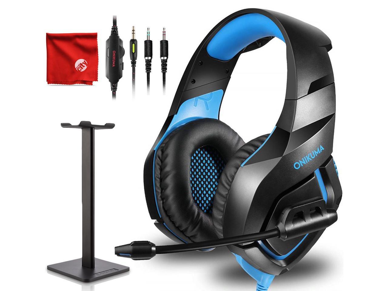 ONIKUMA Gaming Headset for PS4 ,Xbox One, 7.1 Surround Sound Noise Canceling Headset with Microphone &RGB LED Light, Compatible with PC,Game Boy Advance,Nintendo Switch (Adapter Not Included)