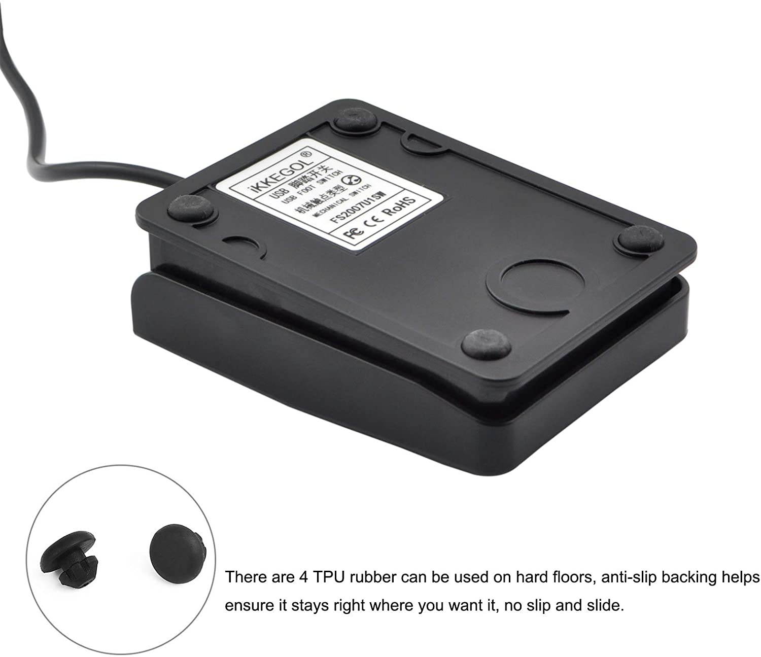 [Upgraded] iKKEGOL USB Foot Pedal Switch Video Game PC Hands Free Footswitch One Key Control Program Computer Mouse Keyboard HID with 2M Cable