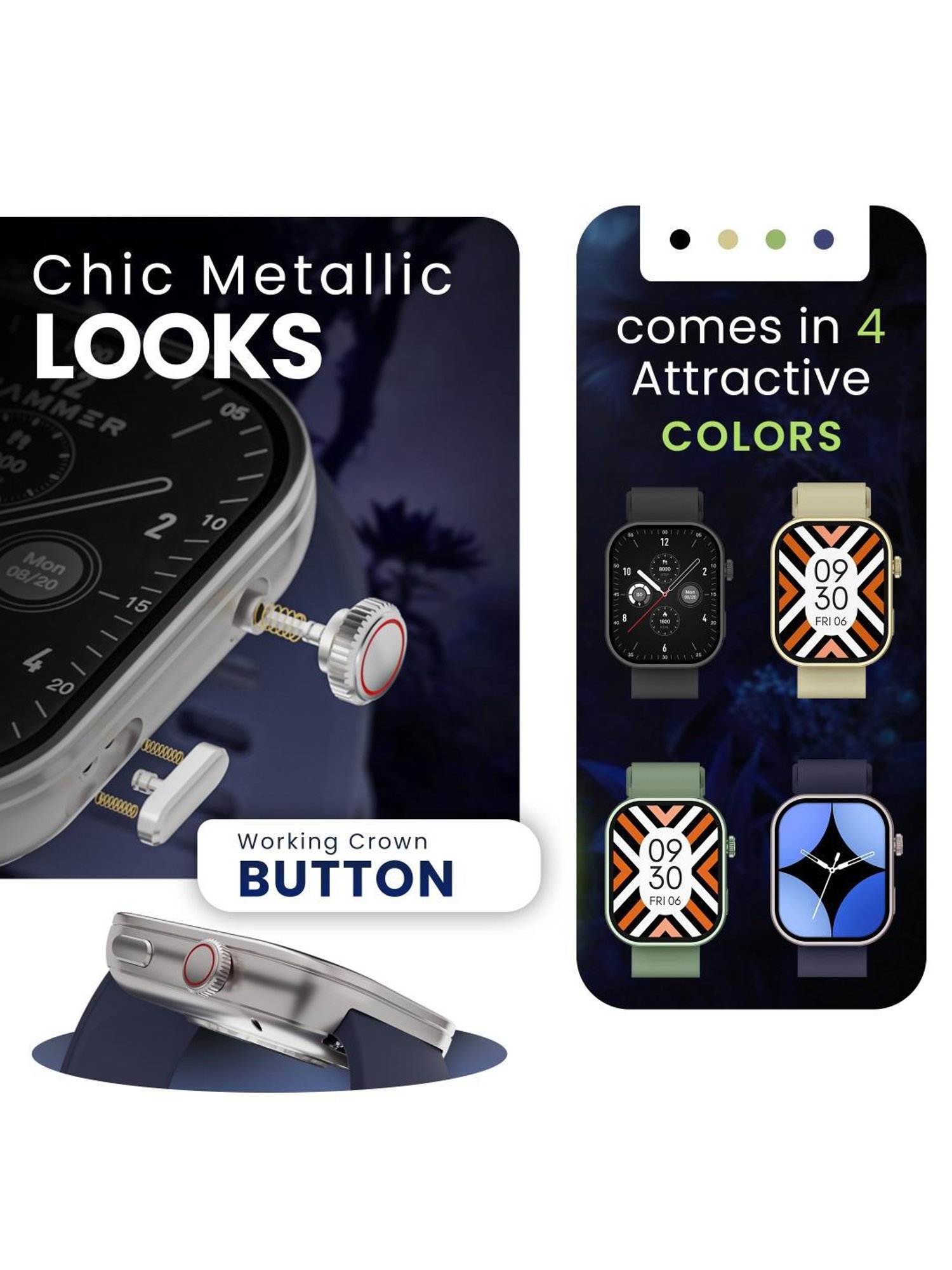 Hammer Tussle BT Calling Smartwatch with 2.01 inch HD Display & Voice Assistant (Admiral Blue)