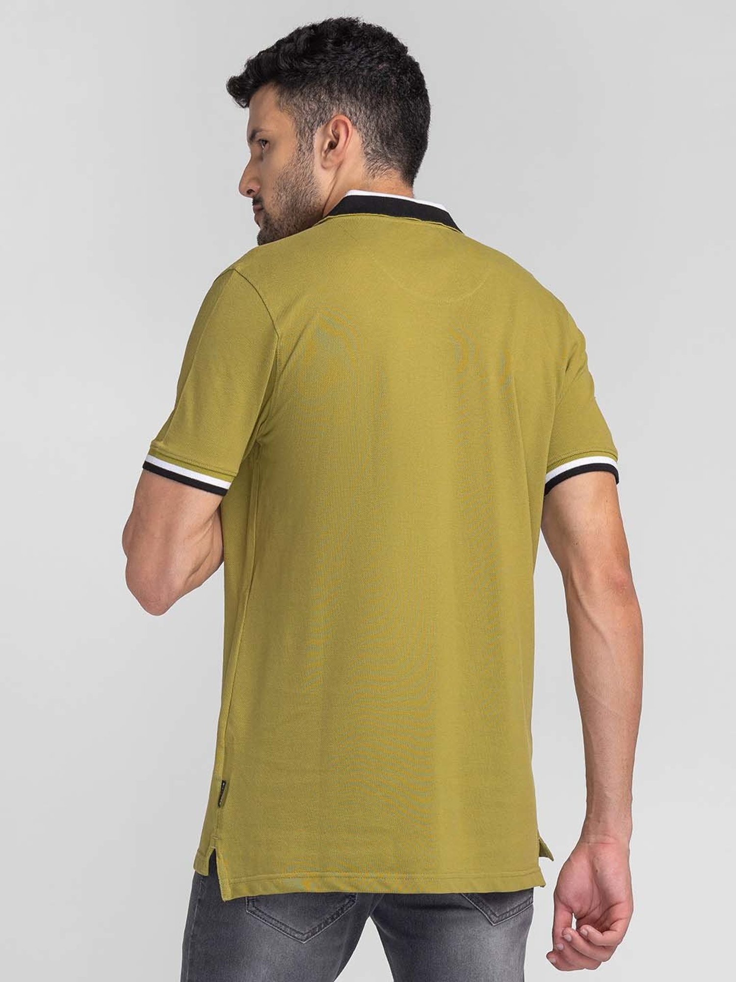 Giordano Light Green Slim Fit Printed Polo T-Shirt