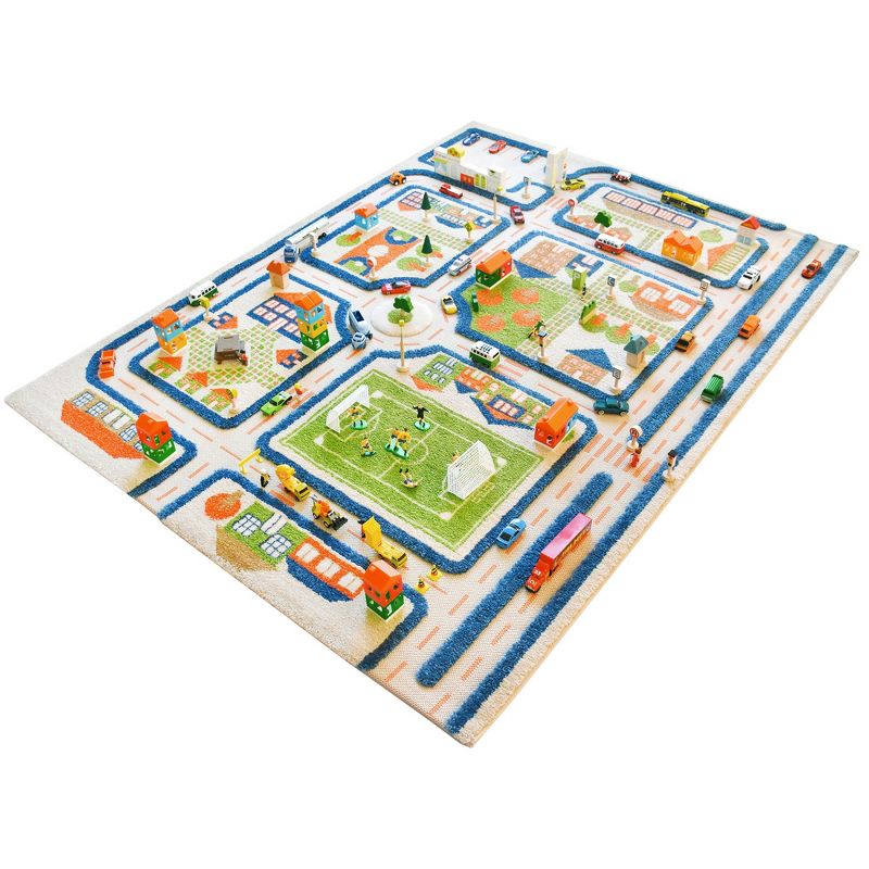 IVI 3D Play Carpets 121MD033MA13183 71 x 52.5 Inch Traffic Educational Toddler Mat Rug for Bedroom, Kids Den, or Playroom, Large