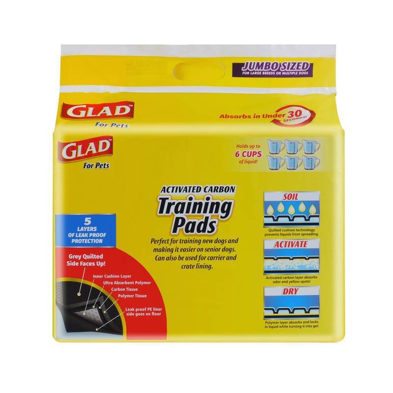 Glad Jumbo Activated Carbon Dog Training Pads - 50ct