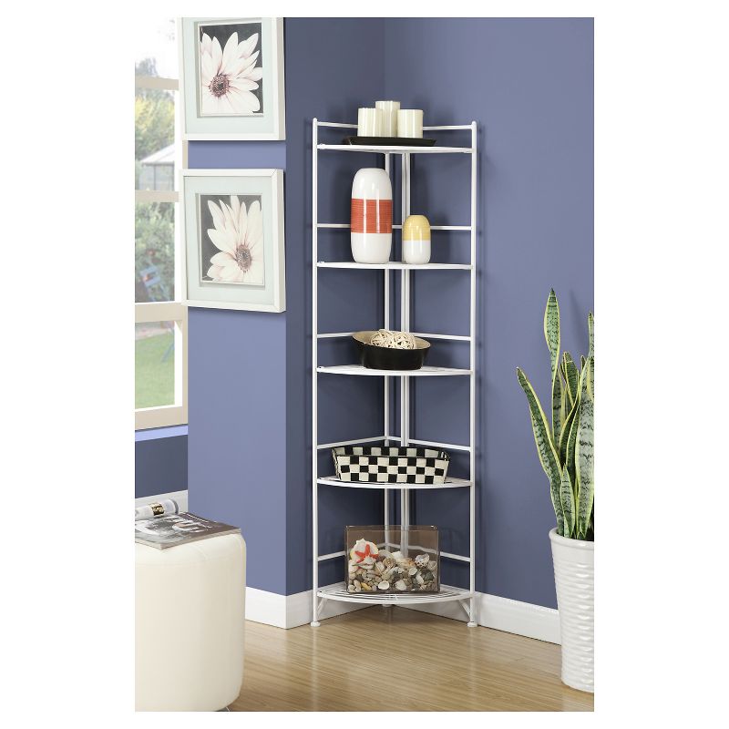 58" 5 Tier Folding Metal Corner Shelf White - Breighton Home