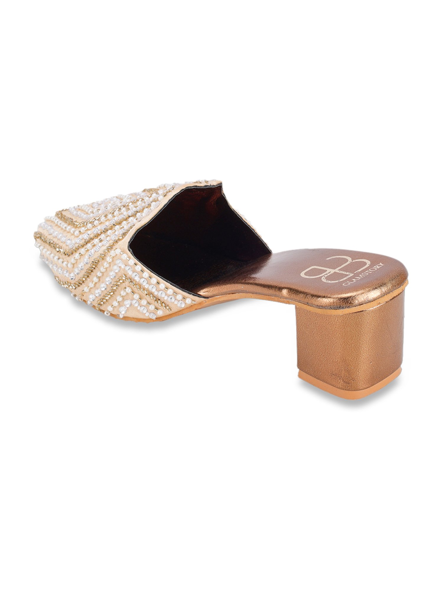 Glam Story Women's Masakali Cream Mule Shoes