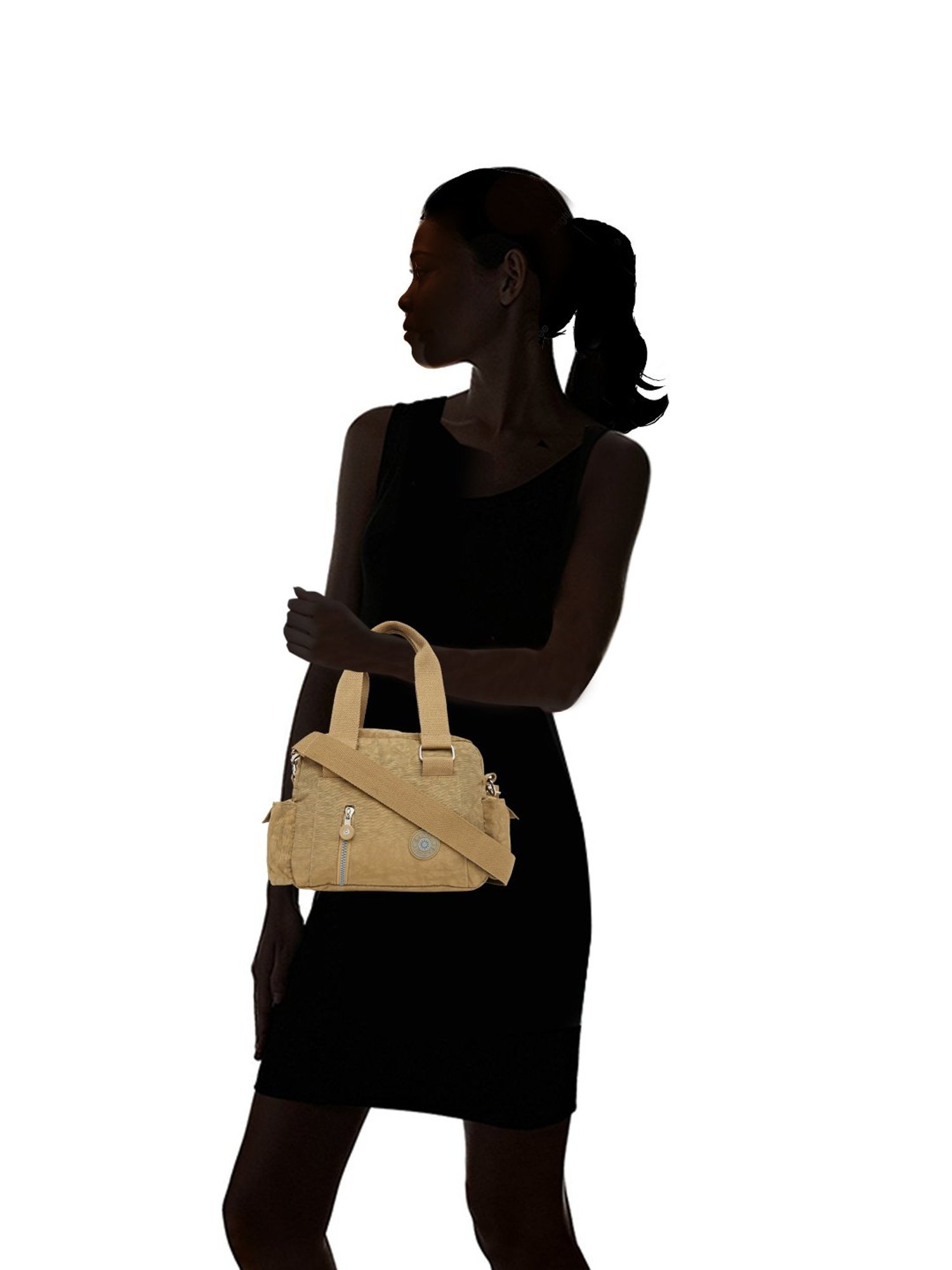 Baomi Beige Solid Medium Handbag