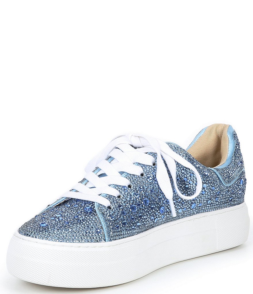 Blue by Betsey Johnson Sidny Rhinestone Embellished Platform Lace-Up Sneakers