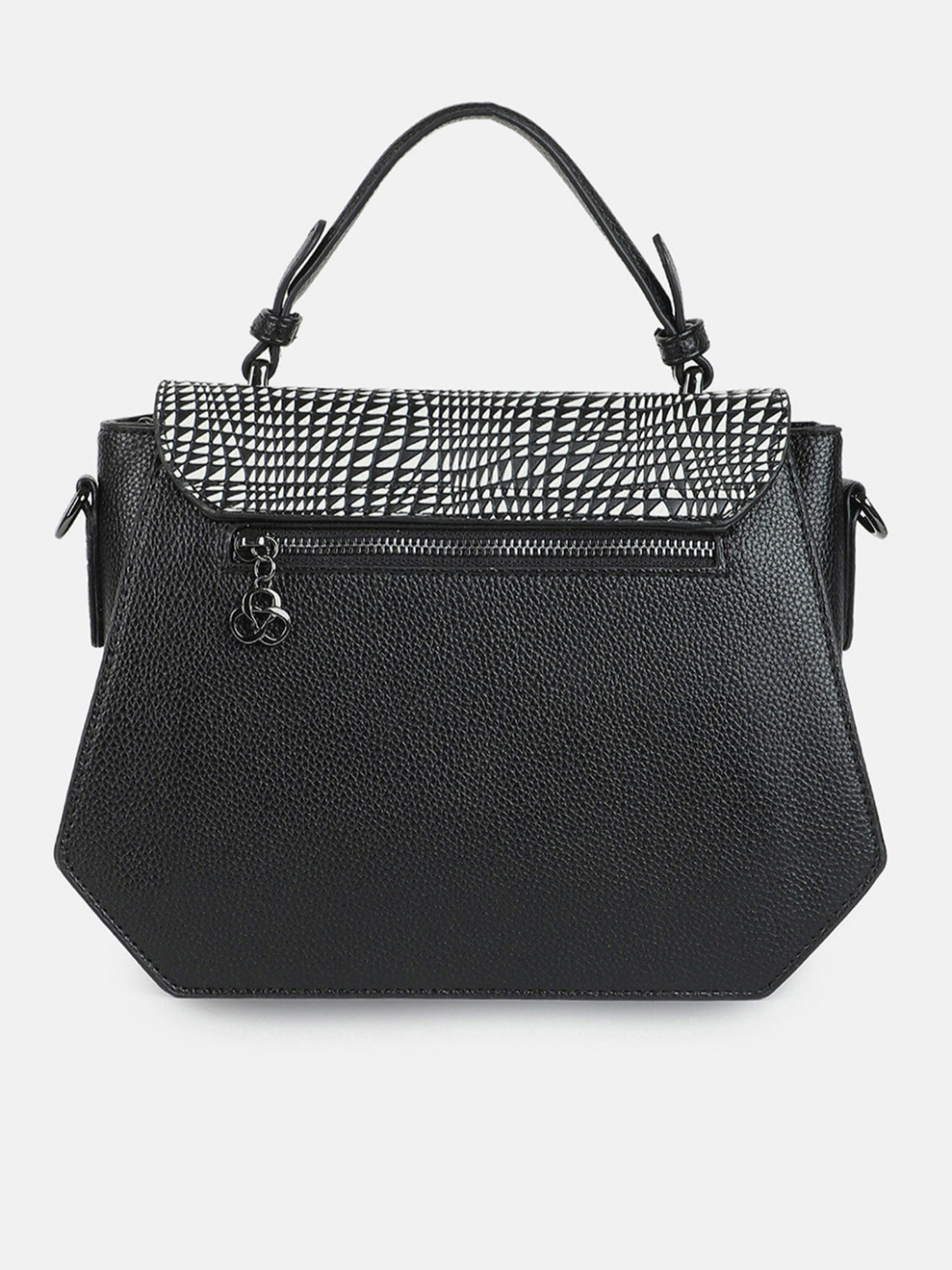 HauteSauce Black Textured Medium Handheld Handbag