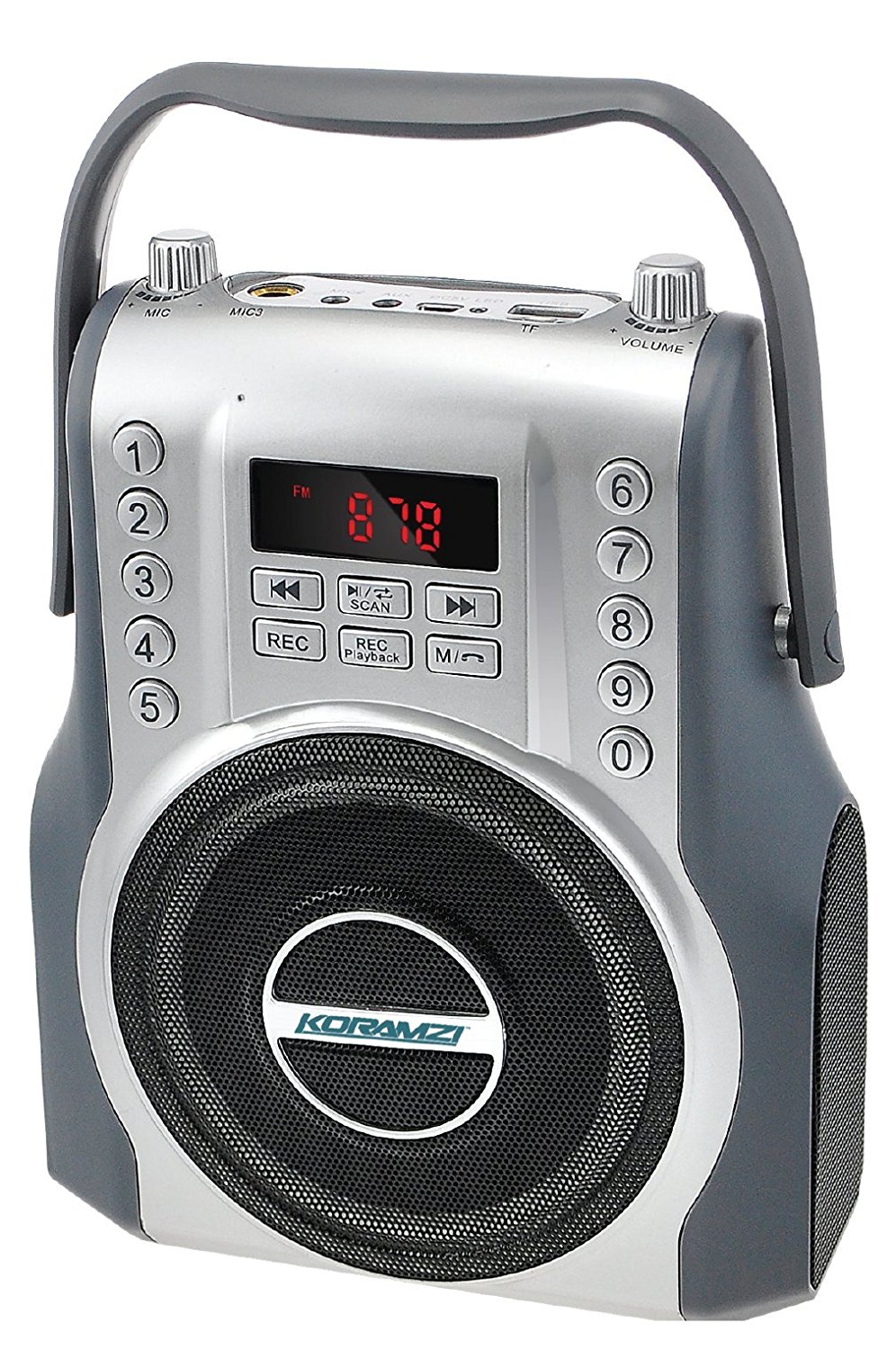 KORAMZI  Karaoke Portable Rechargeable Boombox with Bluetooth, FM Radio, AUX In (Red) KS-200RD