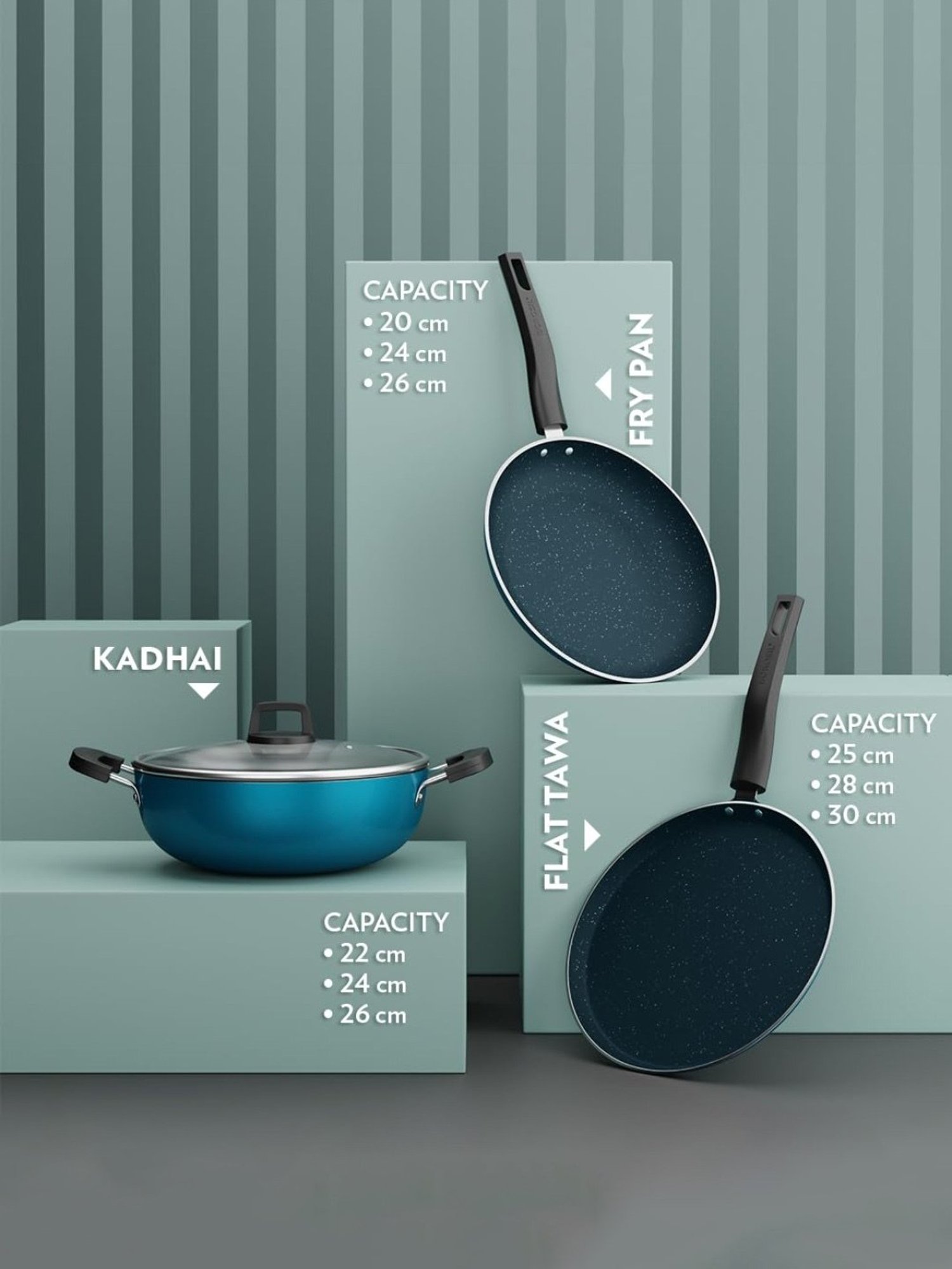 Borosil Aluminium 28 cm Induction Non-Stick Tawa with Wood-Finish Handle (Blue)