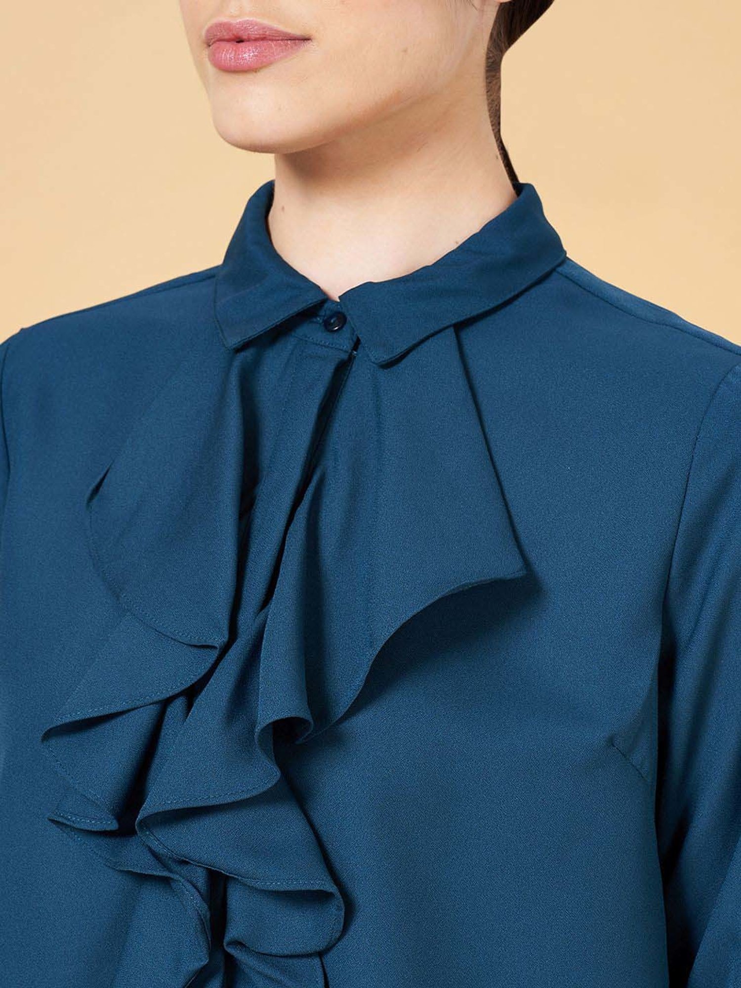 Annabelle by Pantaloons Teal Blue Full Sleeves Top