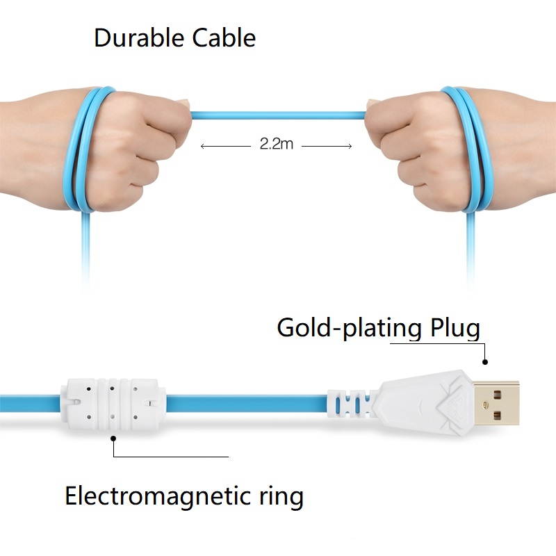 AULA X8 USB Wired Cool LED  Gaming Headset 7.1 Low Deep Bass Built-in Microphone, 50mm Unit Game headphone With Noise Cancelling  for Laptop Computer Game,  4D Virtual Speaker, Blue and White