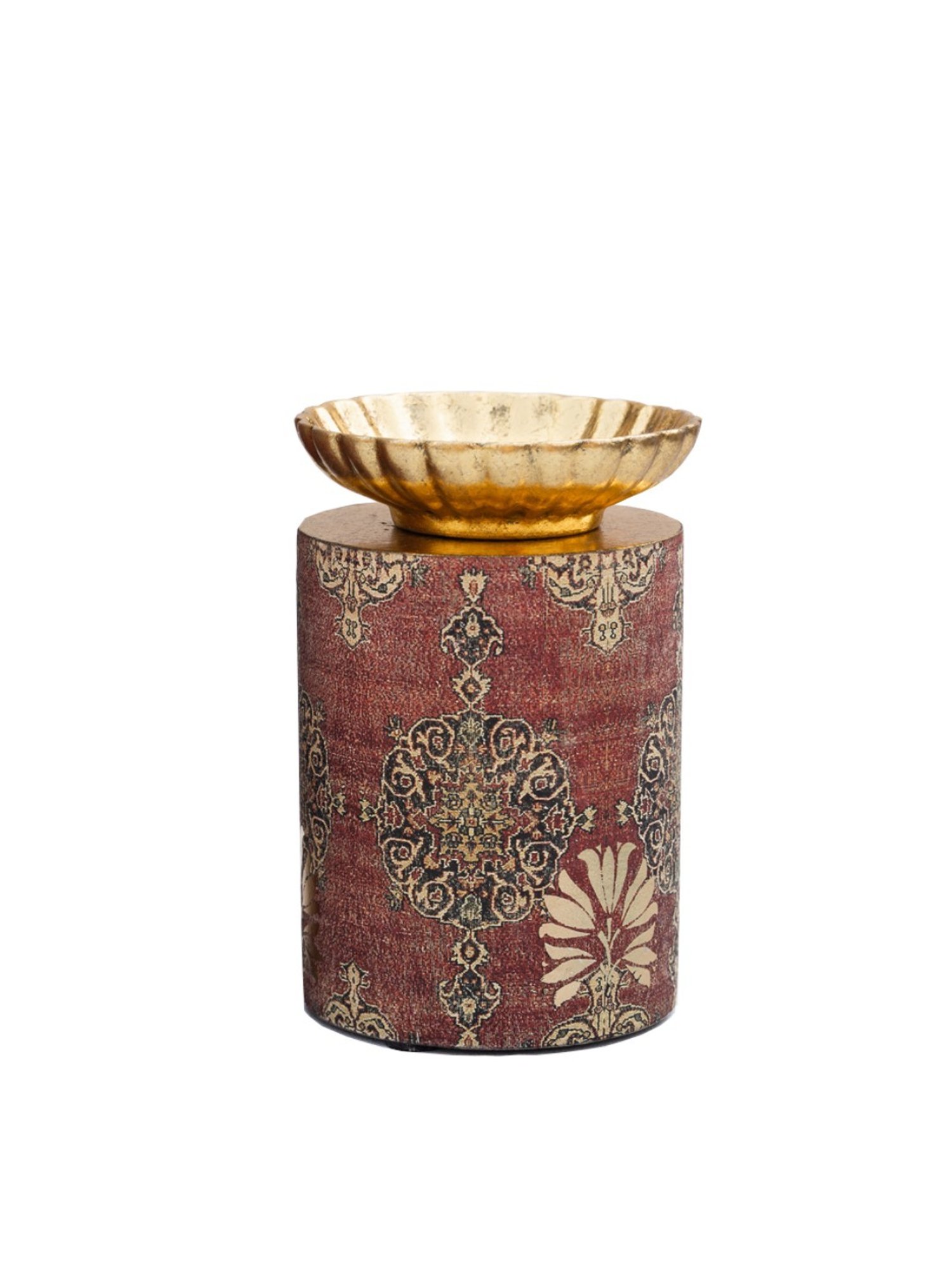 Karo Samara Printed Multicolor Wood Small Pillar Candle Holder