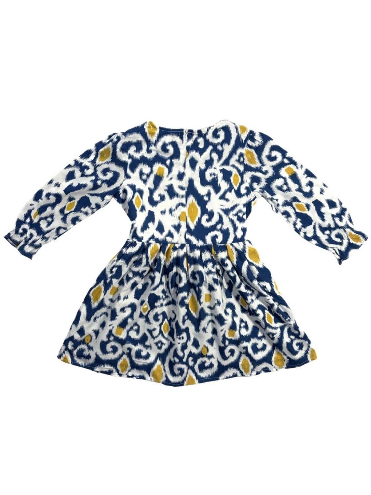 Bella Moda Kids Navy & White Cotton Printed Full Sleeves Dress