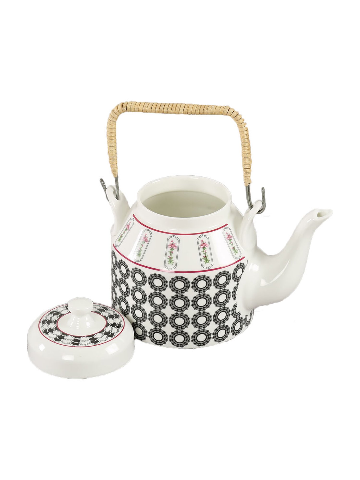 India Circus Multicolor Ceramic Kettle with Lid - Set of 1