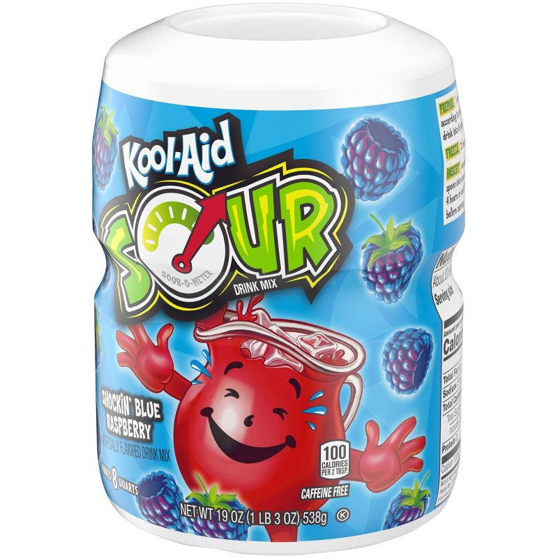 Kool-Aid Sour Shockin' Blue Raspberry Drink Mix - 19oz Canister