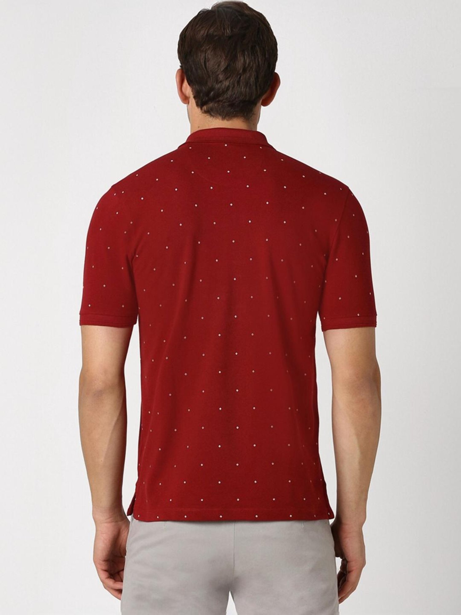 Peter England Red Regular Fit Printed Polo T-Shirt