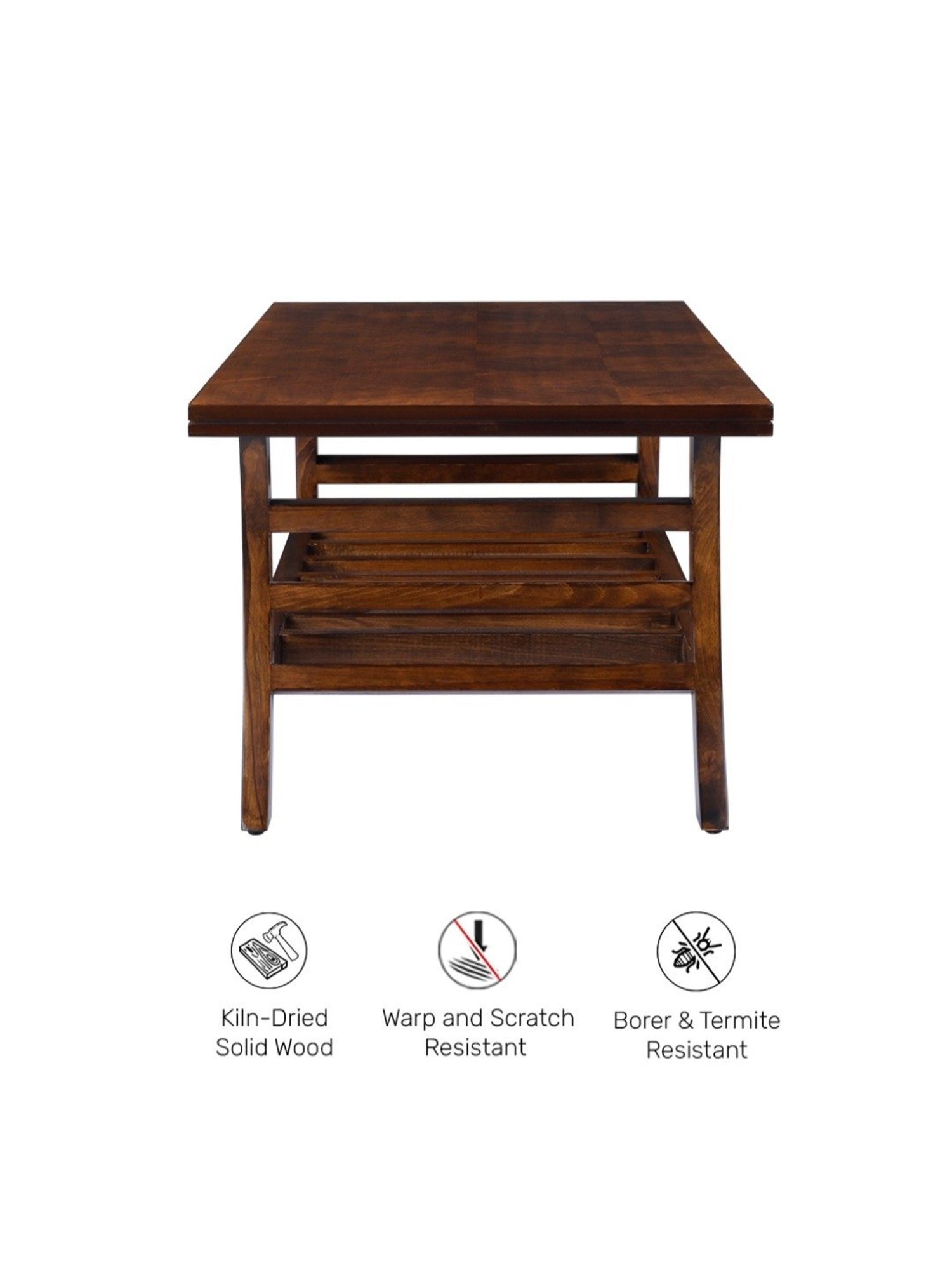 Durian Scarlet Brown Veneer & Solid Wood Coffee Table in Oak Finish