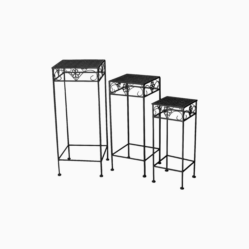 27" H Square Metal Planter Stands And Holders - Black - Creative Motion