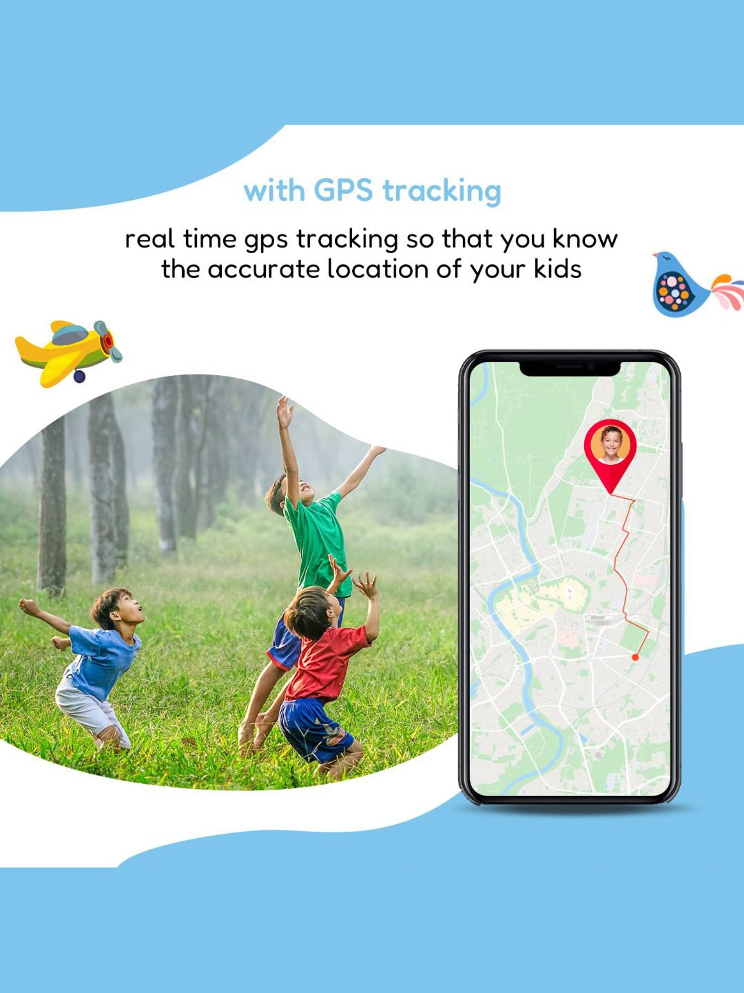 Turet Taffy 4G Smartwatches for Kids with Live Tracker GPS Watch & Waterproof, Long Battery (Black)