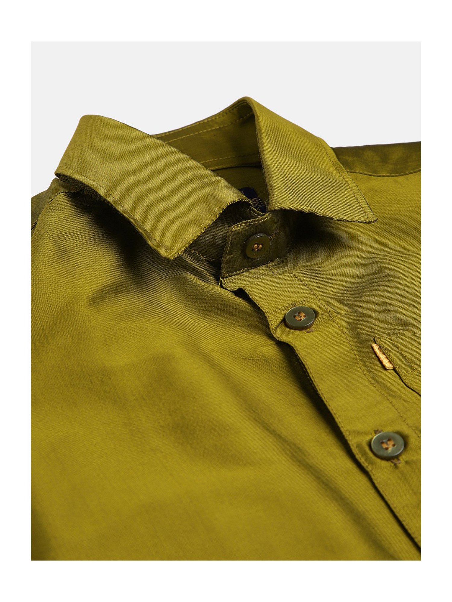 THANGAMAGAN Kids Olive Solid Shirt