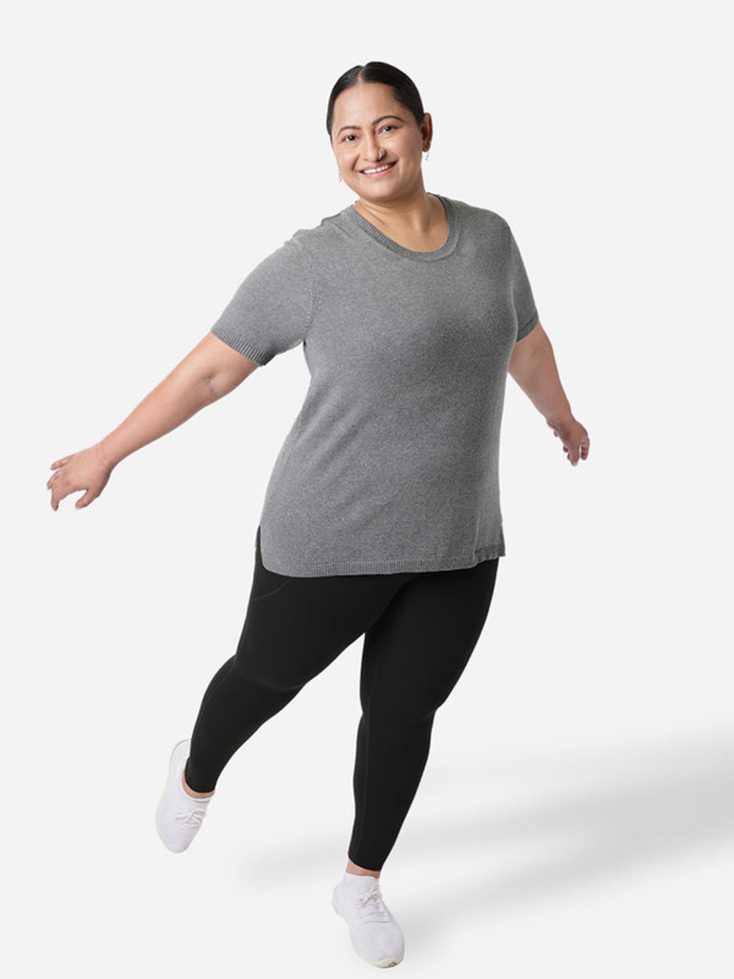 BlissClub Grey At-Ease Cotton Knit Top