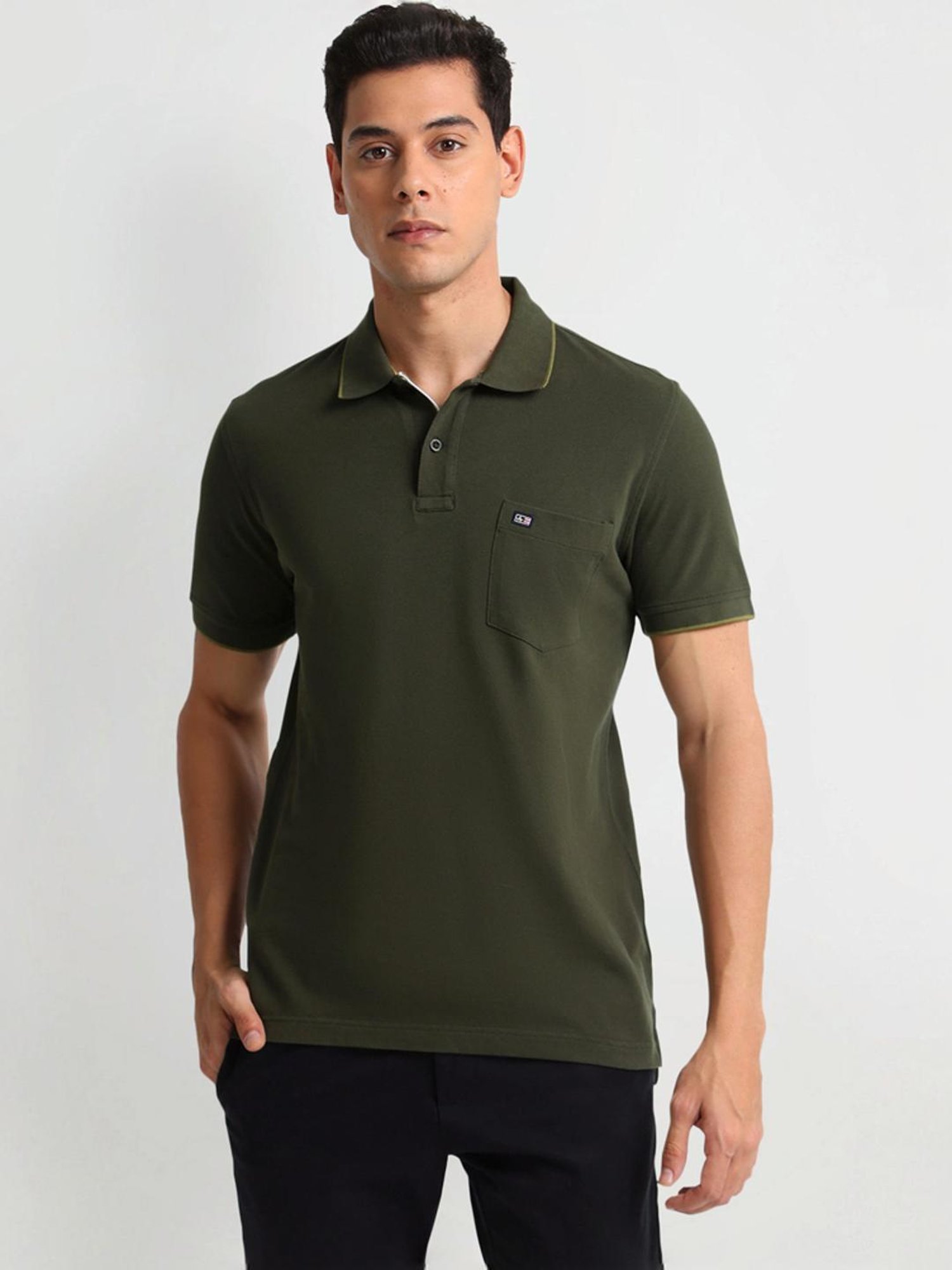 Arrow Sports Green Regular Fit Polo T-Shirt