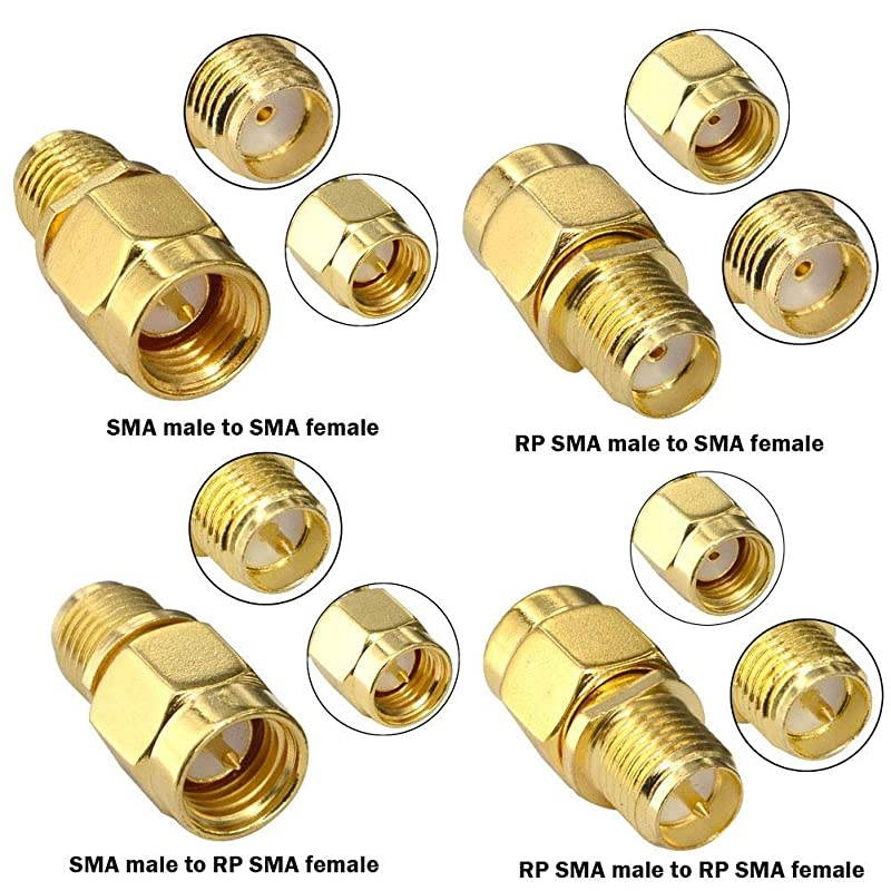 SMA connectors Kit 18pcs SMA Adapter SMA Male to SMA Male RP SMA Female Connector RF Coax Nut Barrel Converter for WiFi Antenna/FPV Drone/Extension Cable