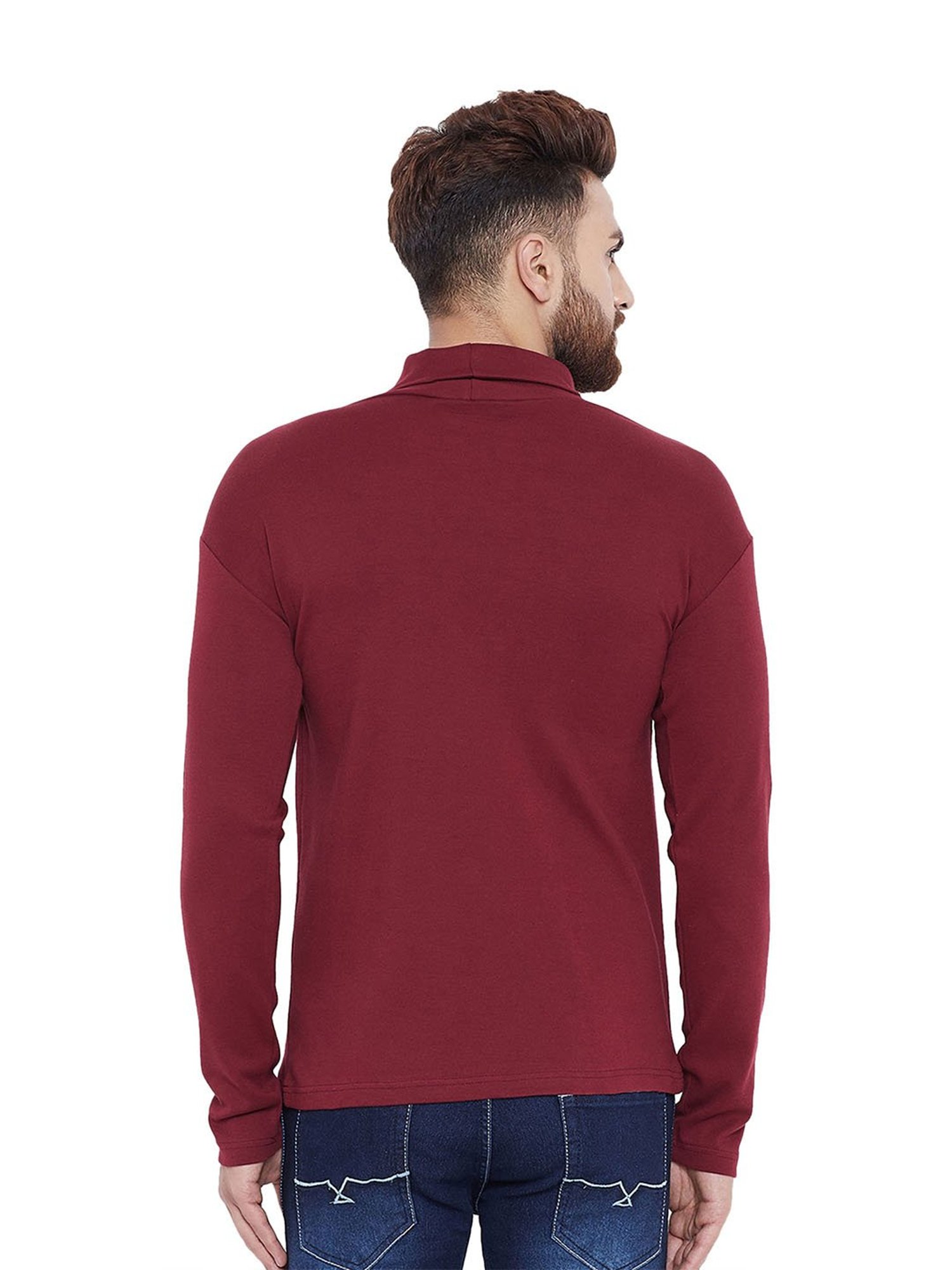 Hypernation Maroon High Neck T-Shirt