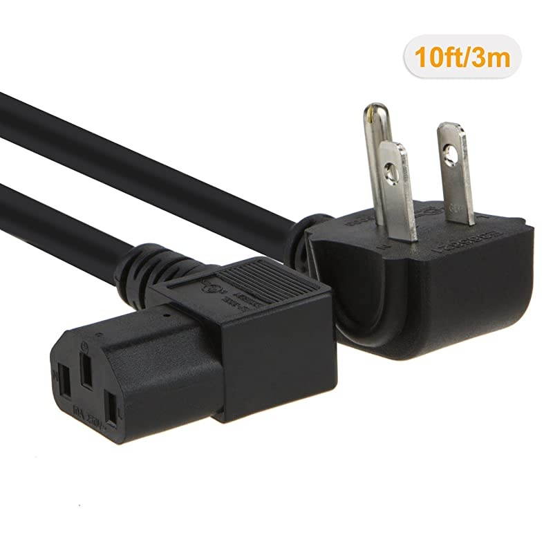 10 Feet 18 AWG Universal Power Cord for NEMA 515P Angle Type to IEC320 C13 Angle Type Cable 3M Black