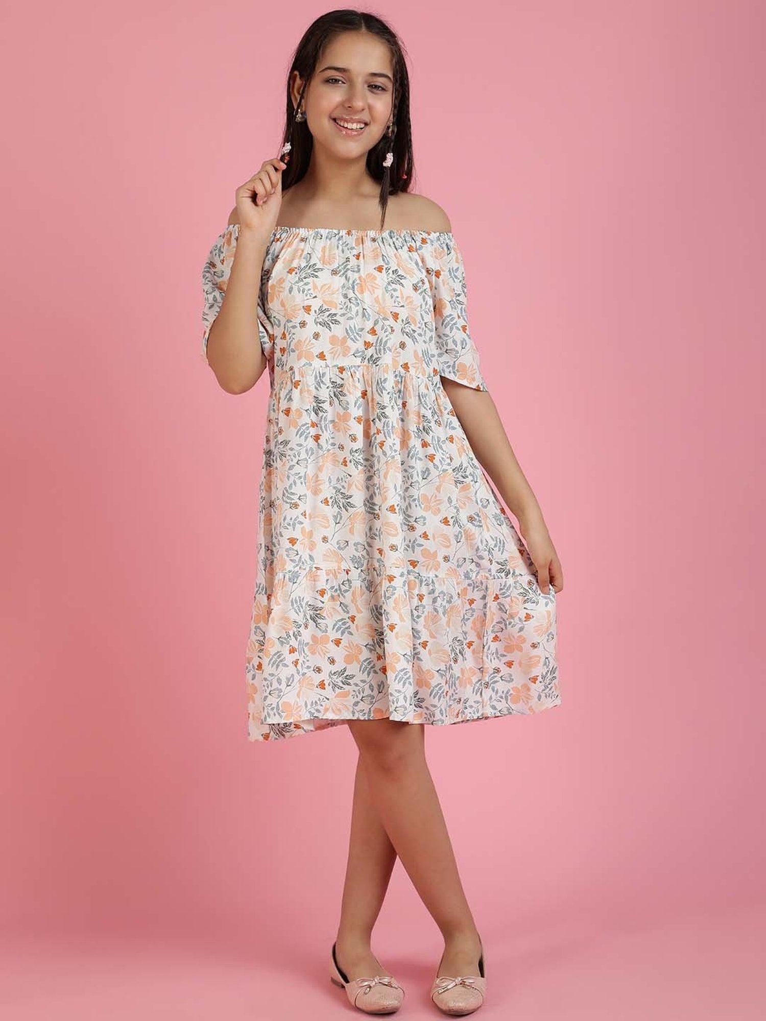 Lil Tomatoes Kids Multicolor Floral Print Dress