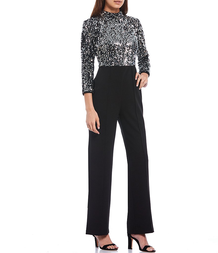 Ignite Evenings Foil Trim Asymmetric Cape Jumpsuit