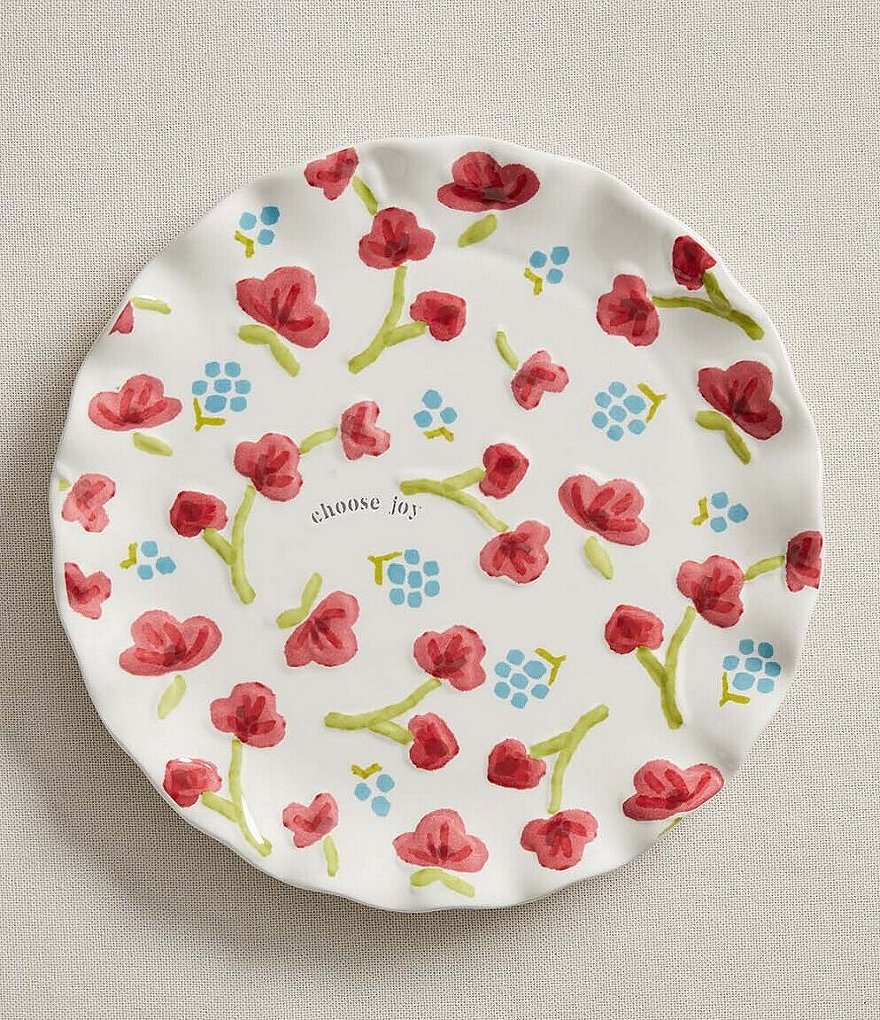 Mud Pie Floral Scalloped 13#double; Round Platter
