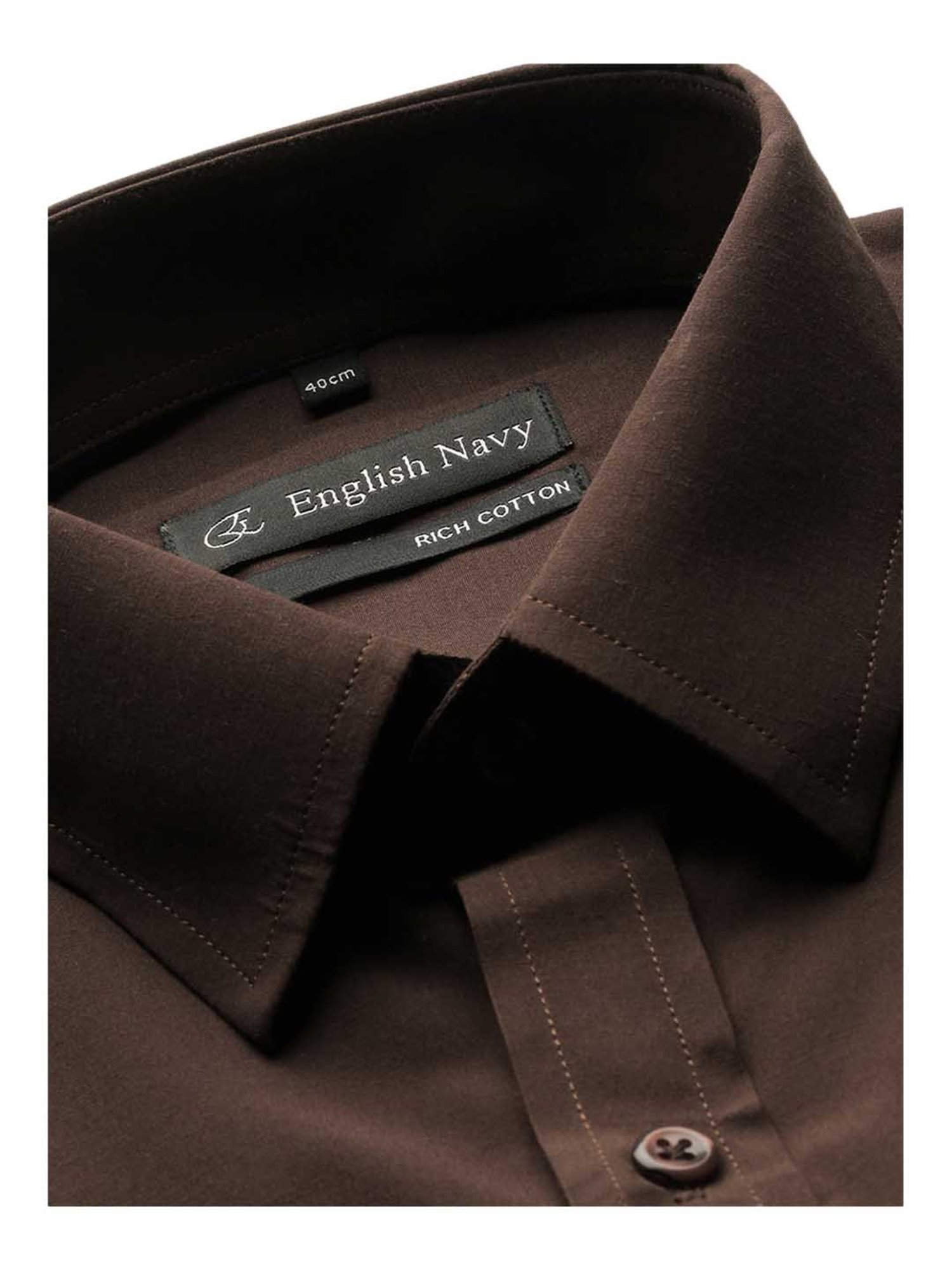English Navy Brown Slim Fit Shirt