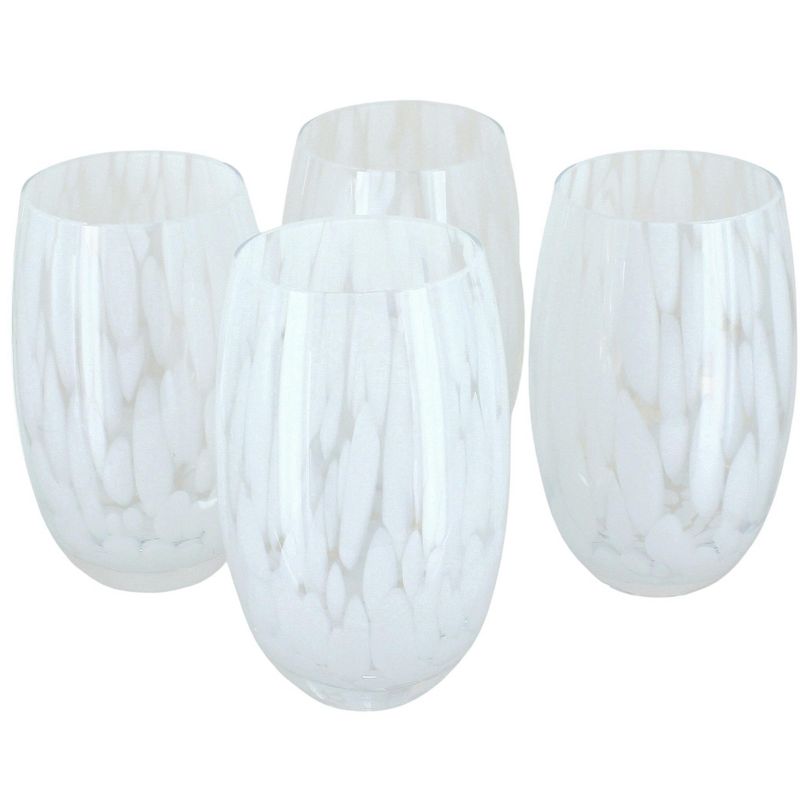 Blue Rose Polish Pottery Green Confetti Water Glass Set