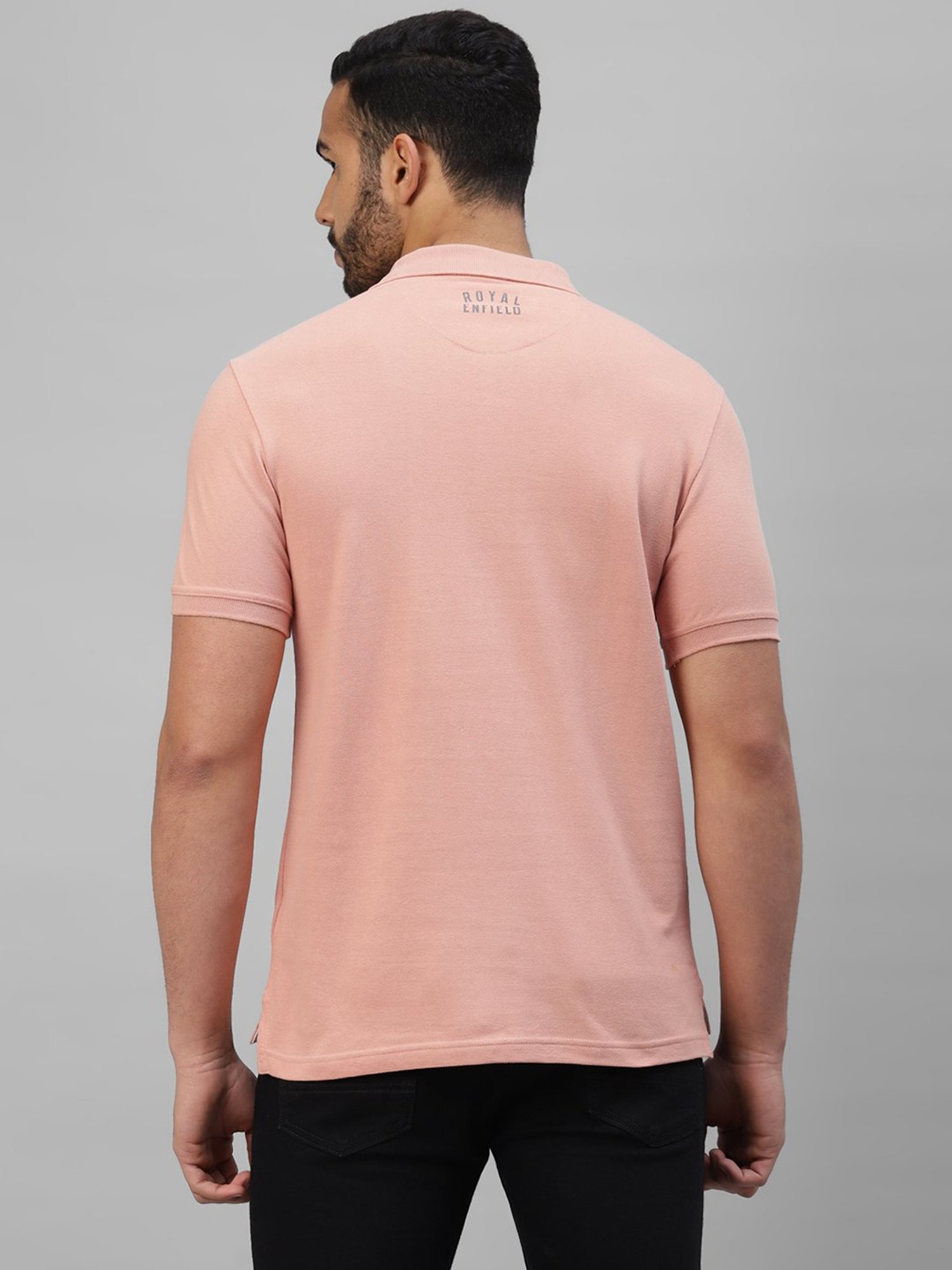 Royal Enfield Peach Regular Fit Basic Motorcycle Polo T-Shirt