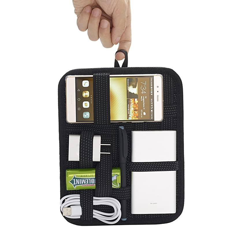 Electronics Organizer,  Travel Gear Management Organize Case for Electronics Accessories Tools Hard Drive Memory Card Flash Drive Cables Charger Cosmetics Brush Personal Care Kit - Small (Black)