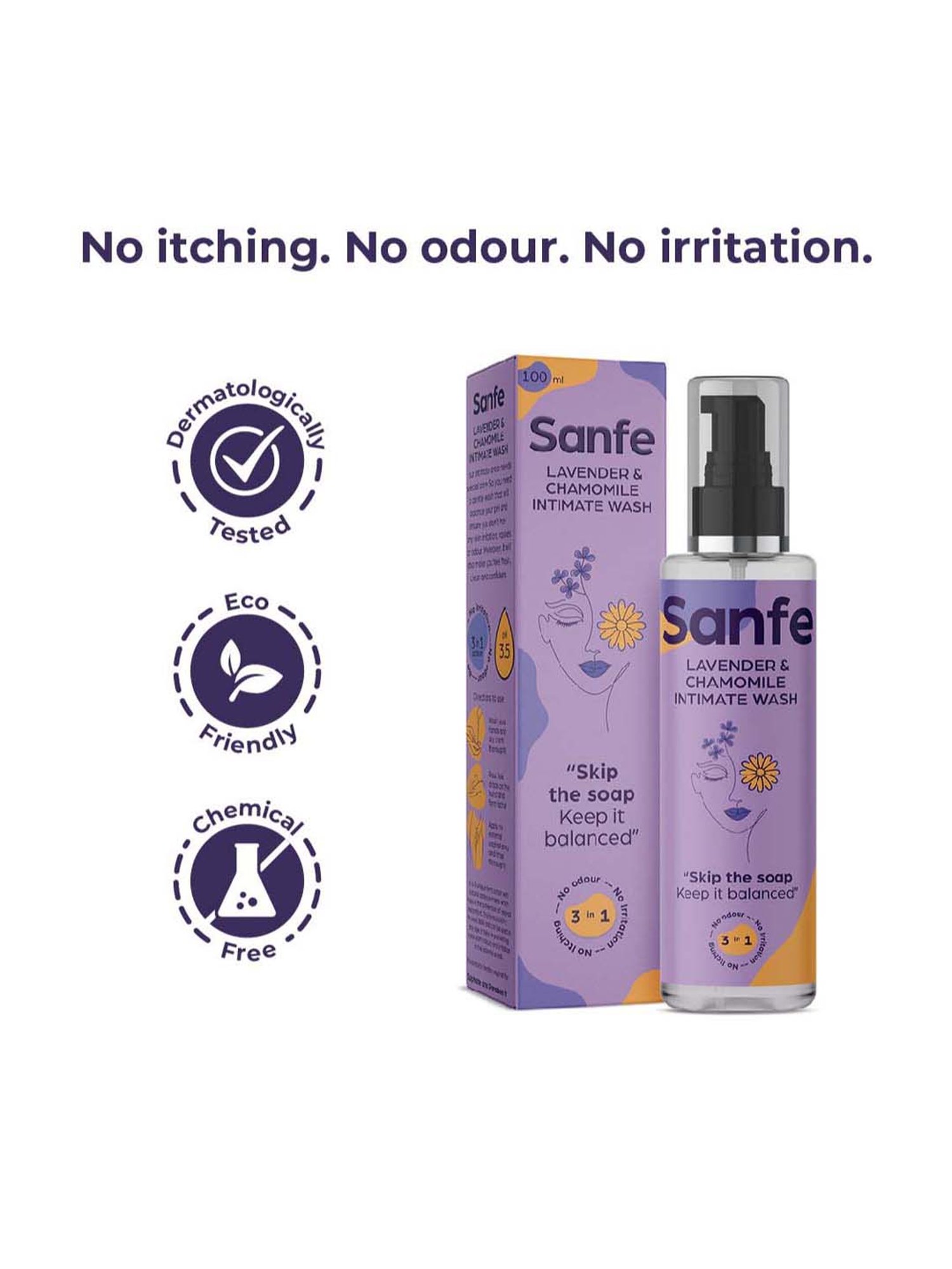 Sanfe Lavender and Chamomile Natural Intimate Wash - 100 ml