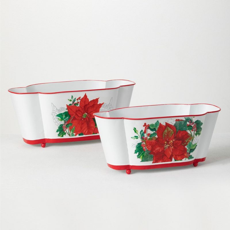 Sullivans Floral Pattern Metal Planter Set of 2, 7.5"H7.5"H Multicolored