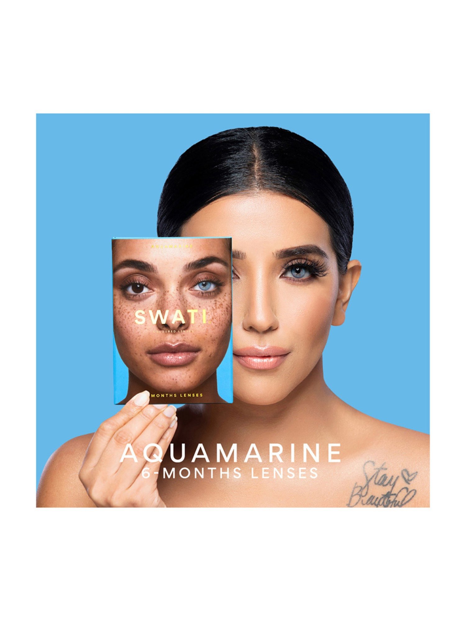 Swati Cosmetics Coloured Contact Lenses -  Aquamarine (6 Months, Power - 6.00)