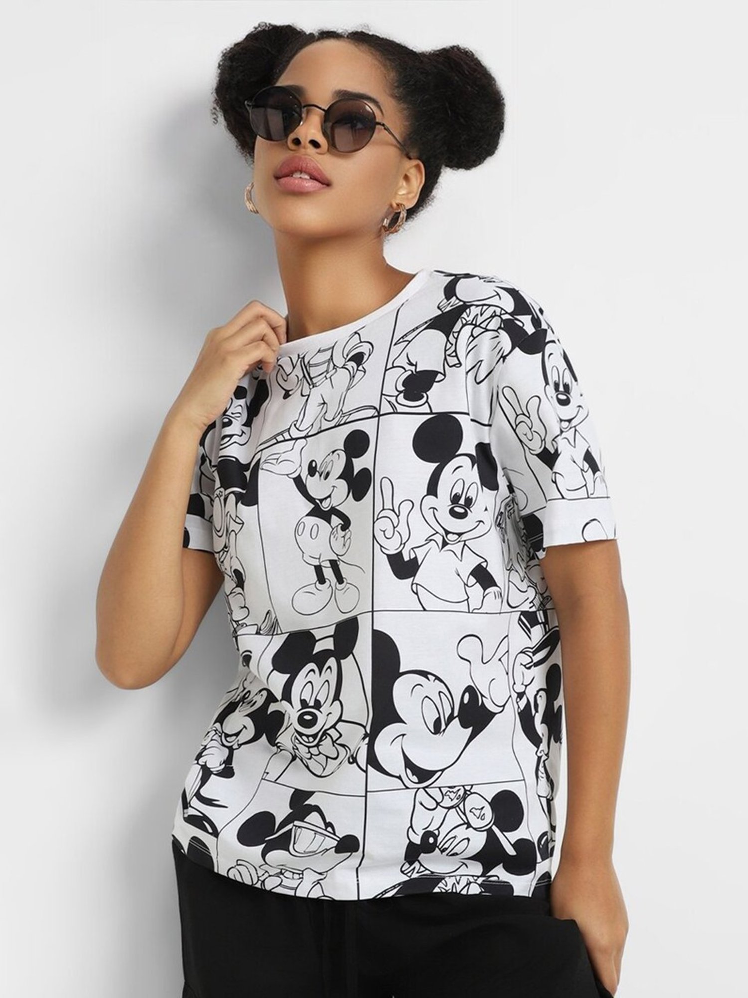 Forever 21 White Cotton Printed T-Shirt