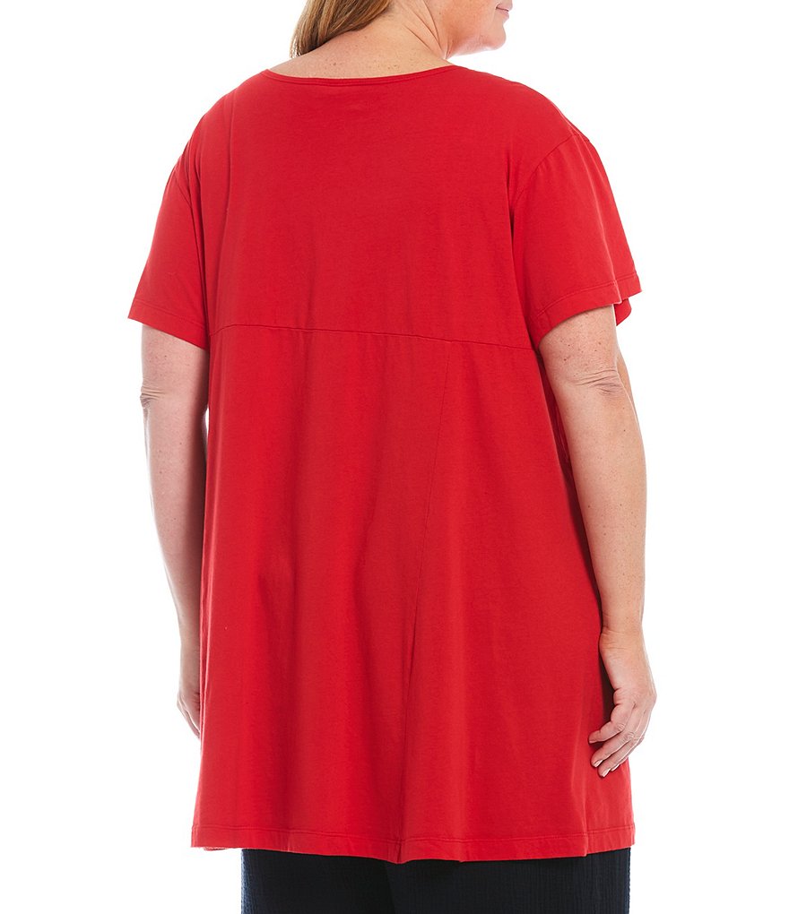 Bryn Walker Plus Size Mara Round Neck Short Sleeve Combed Cotton Pocket Tunic