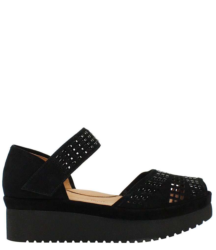 L'Amour Des Pieds Amalsinda Suede Patent Weave Platform Sandals