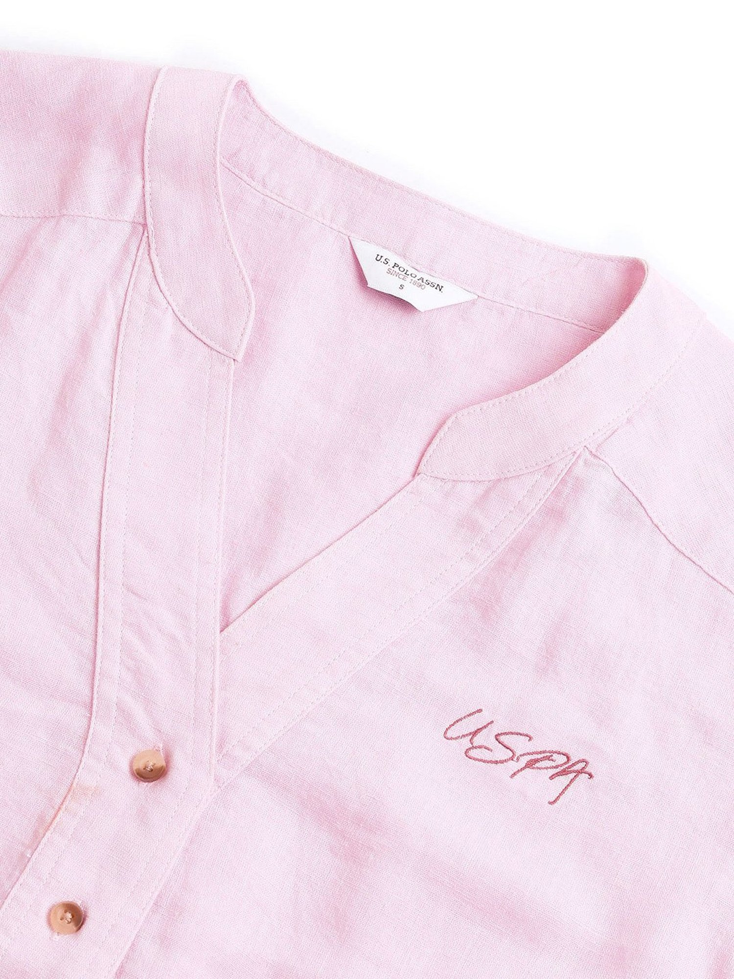 U.S. Polo Assn. Pink Linen Graphic Print Top