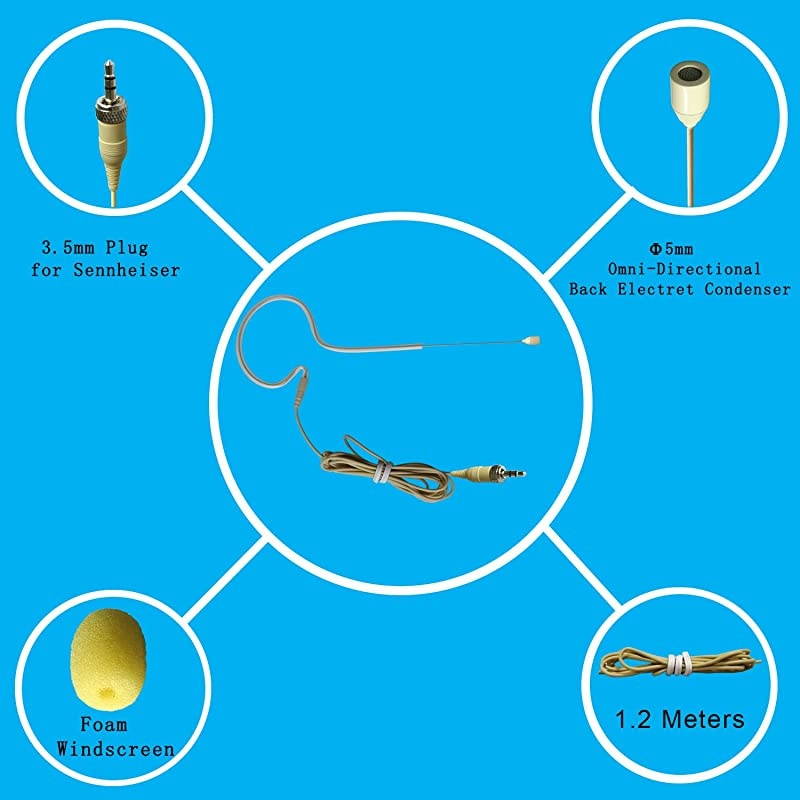 Hs13s2l4a Skin Color 35mm Single Ear Hanging Headset Microphone for Sennheiser BodyPack Transmitter