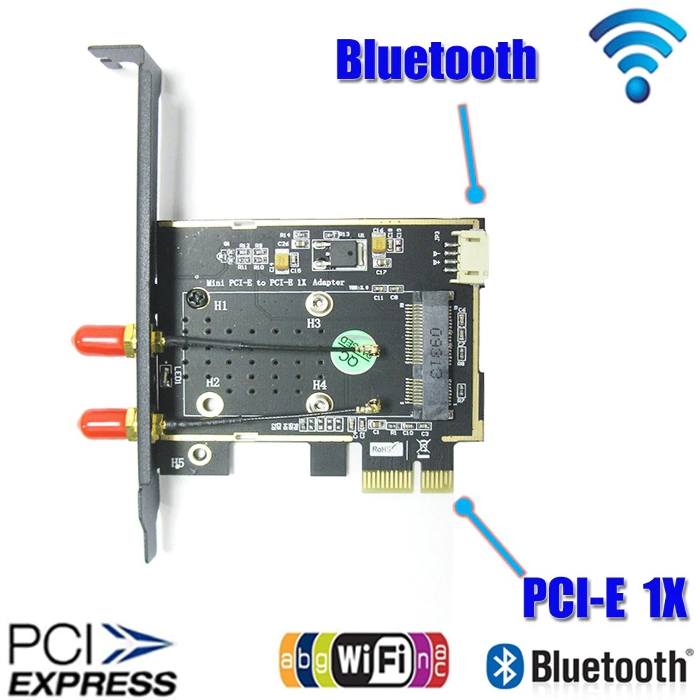 WiFi Ethernet Network Card 802.11a/b/g/n/ac Wireless PCI Express Card Adapter for Desktop Compatible Slot PCI-E X1/X4/X8/X16