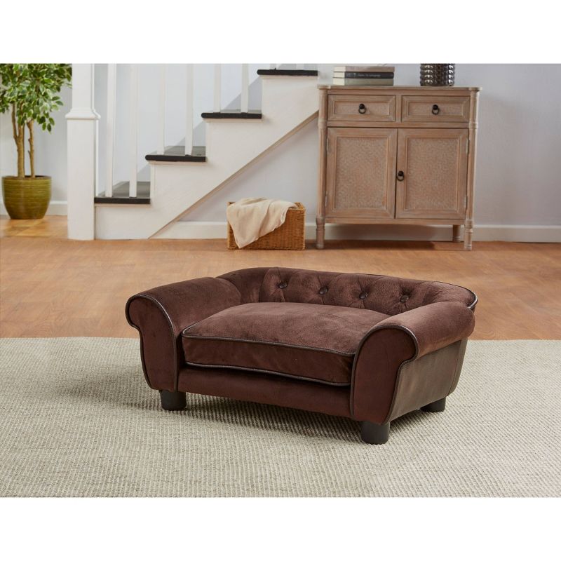 Enchanted Home Pet Ultra Plush Cleo Tufted Pet Sofa - S - Brown