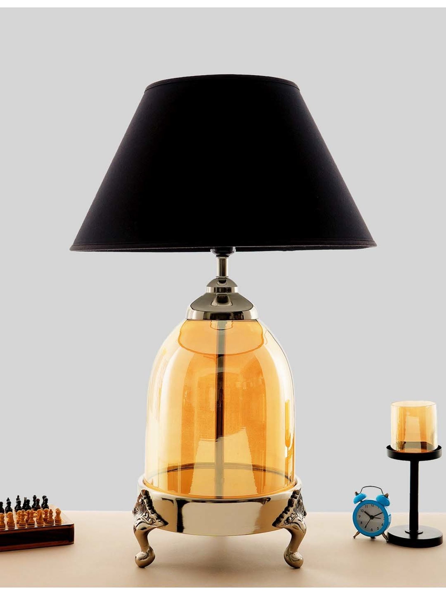 Kapoor E Illuminations 'Serenity' Navy & Antique Gold Glass Table Lamp - Set of 1