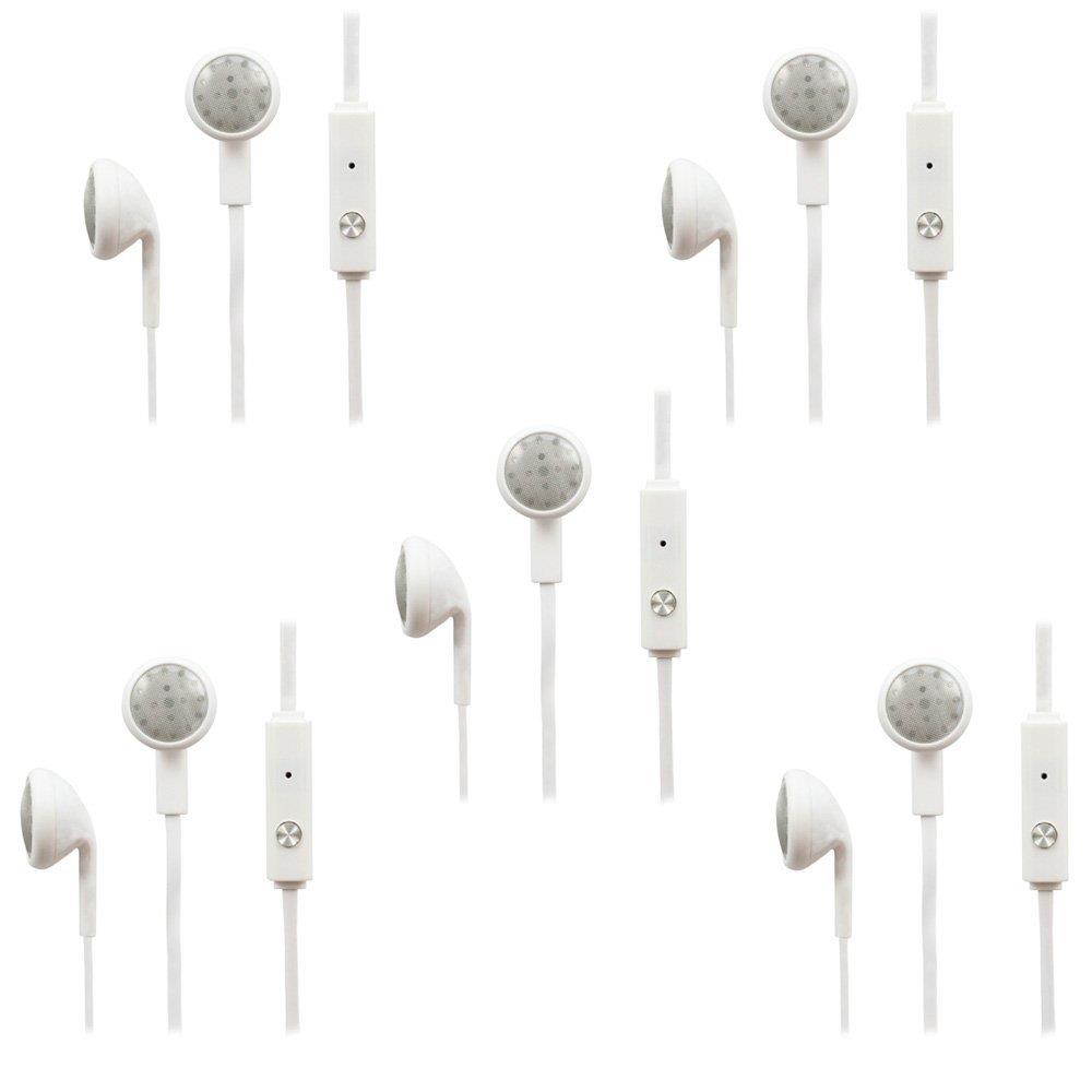 5 Pack Fenzer White Headphones w/ Mic Earphones Earbuds Headset for Apple iPod Nano Touch 1 2 3 4 5 6 7